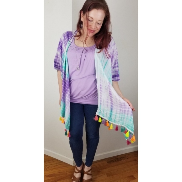 Swimsuit coverup with tassels tie dye - Picture 6 of 6